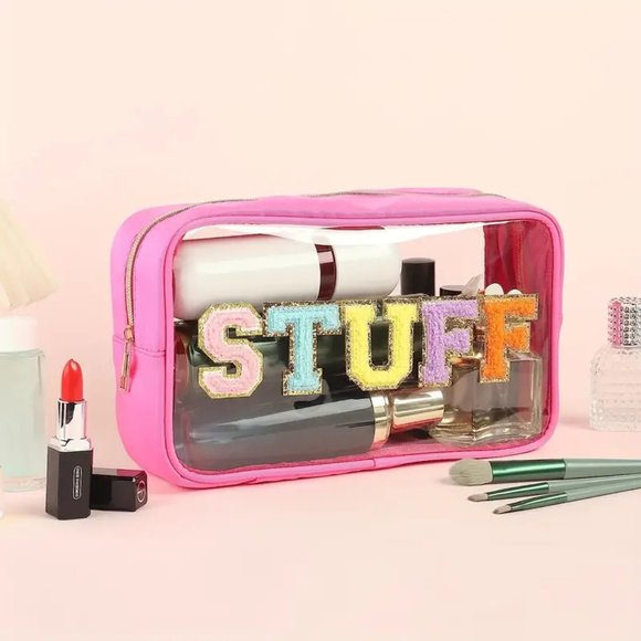 SOLD New Large Stuff Makeup Bag Pouch Clear with Pink, Inspired by Stoney Clover - Picture 1 of 7